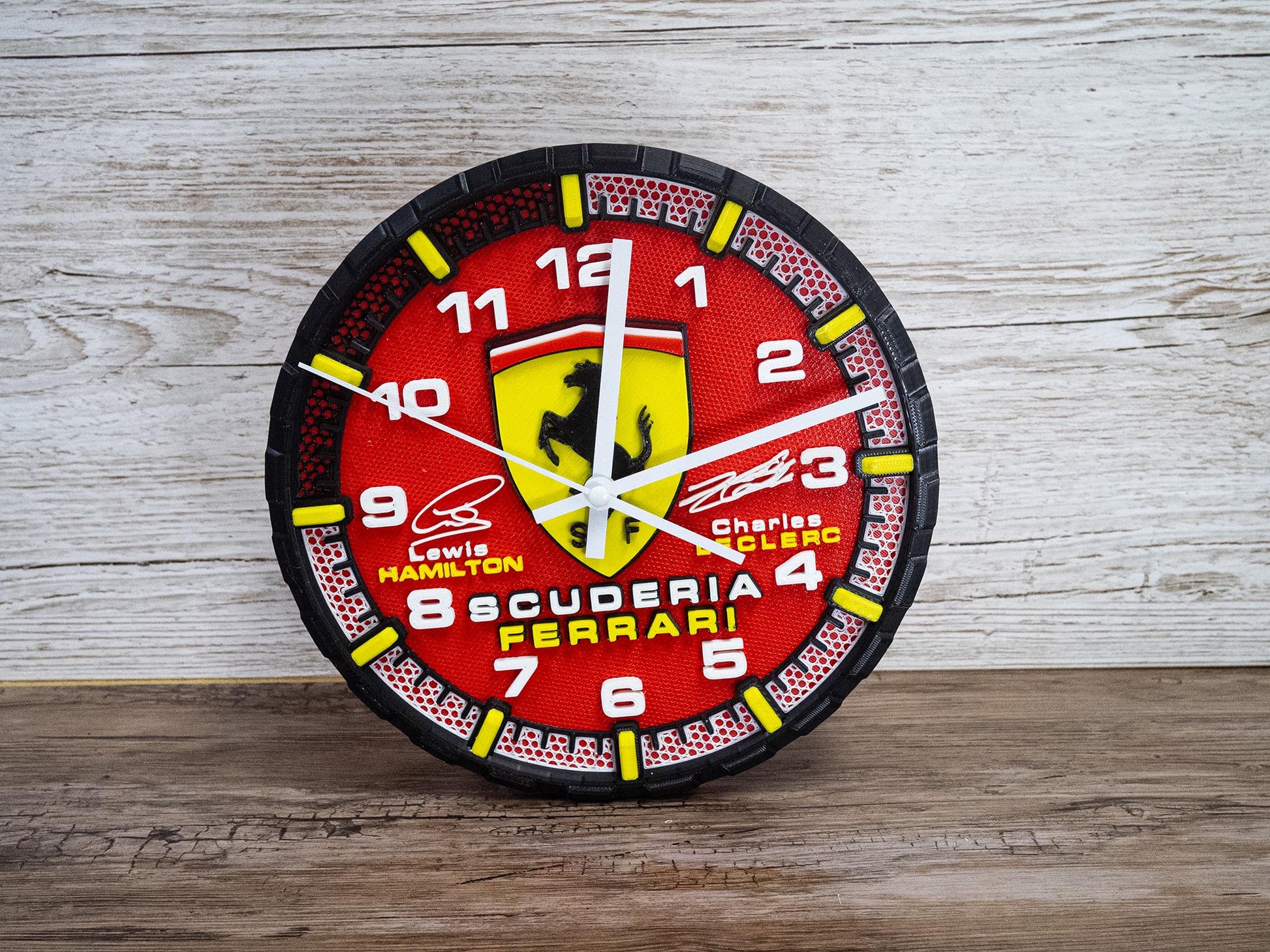 Hamilton and Leclerc Ferrari Racing Clock - Wall Art - Formula 1 Gift