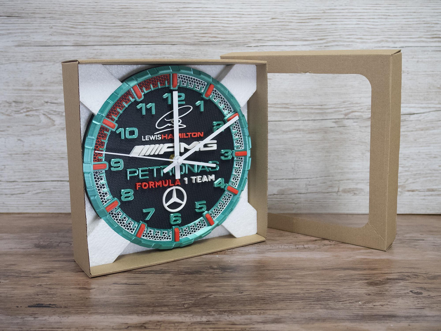 Lewis Hamilton Racing Clock - Petronas Team - Mercedes AMG Wall Art - Formula 1 Gift