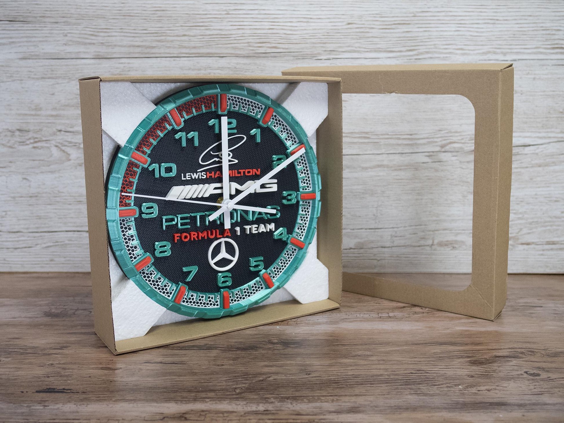 Lewis Hamilton Racing Clock - Petronas Team - Mercedes AMG Wall Art - Formula 1 Gift