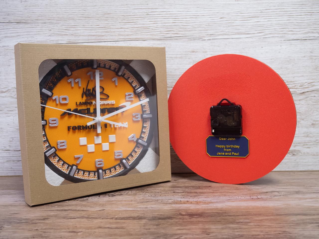 Lando Norris McLaren Racing Clock - Wall Art - Formula 1 Gift