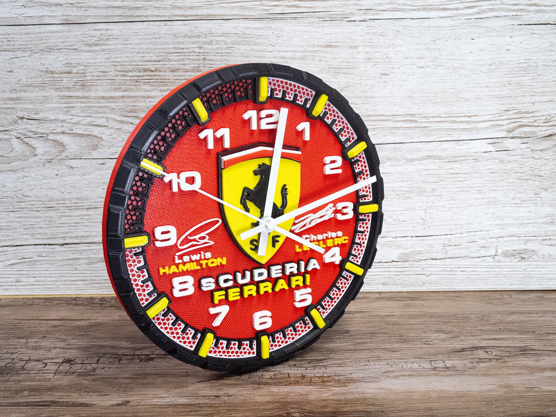 Hamilton and Leclerc Ferrari Racing Clock - Wall Art - Formula 1 Gift