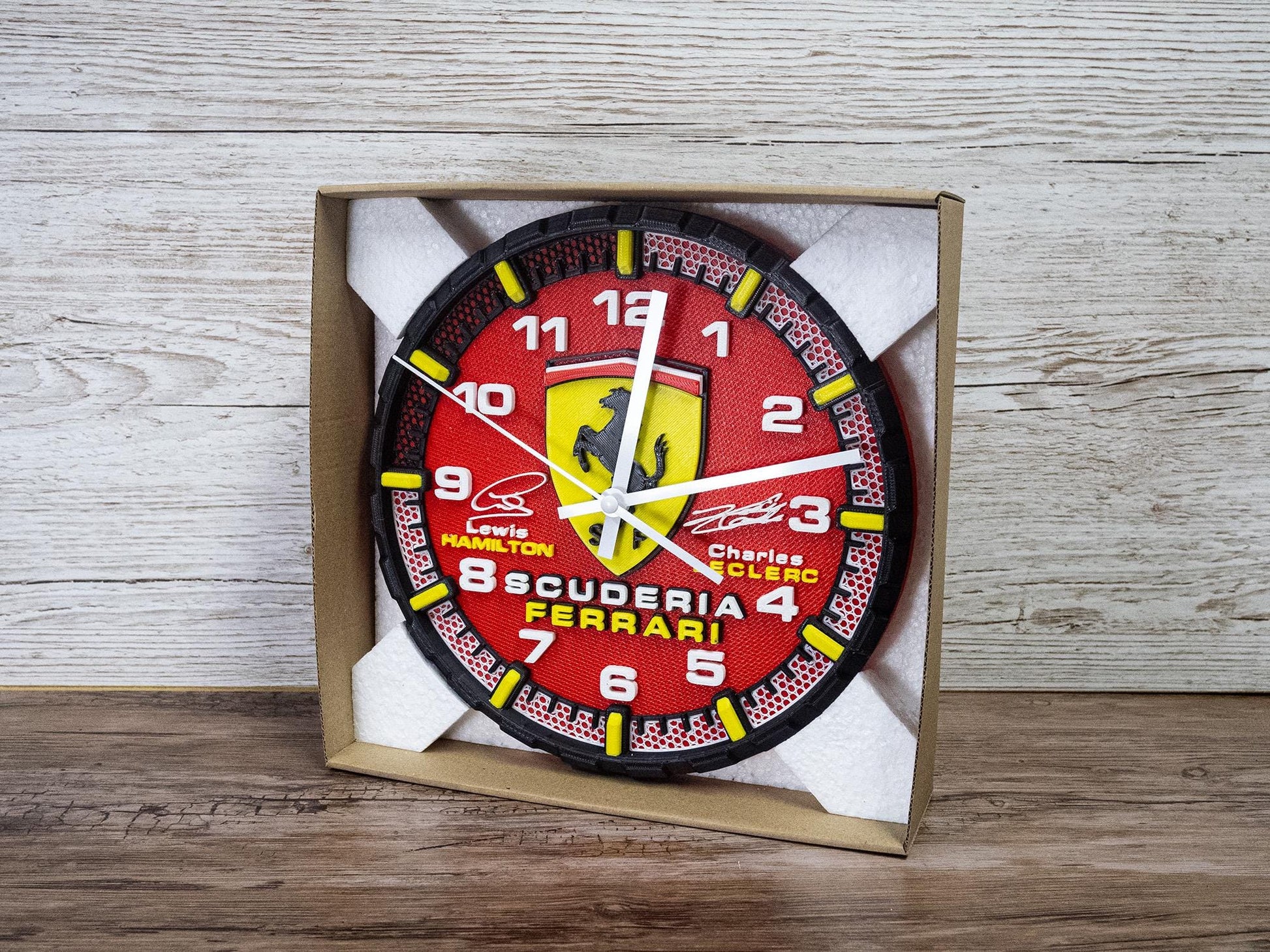 Hamilton and Leclerc Ferrari Racing Clock - Wall Art - Formula 1 Gift