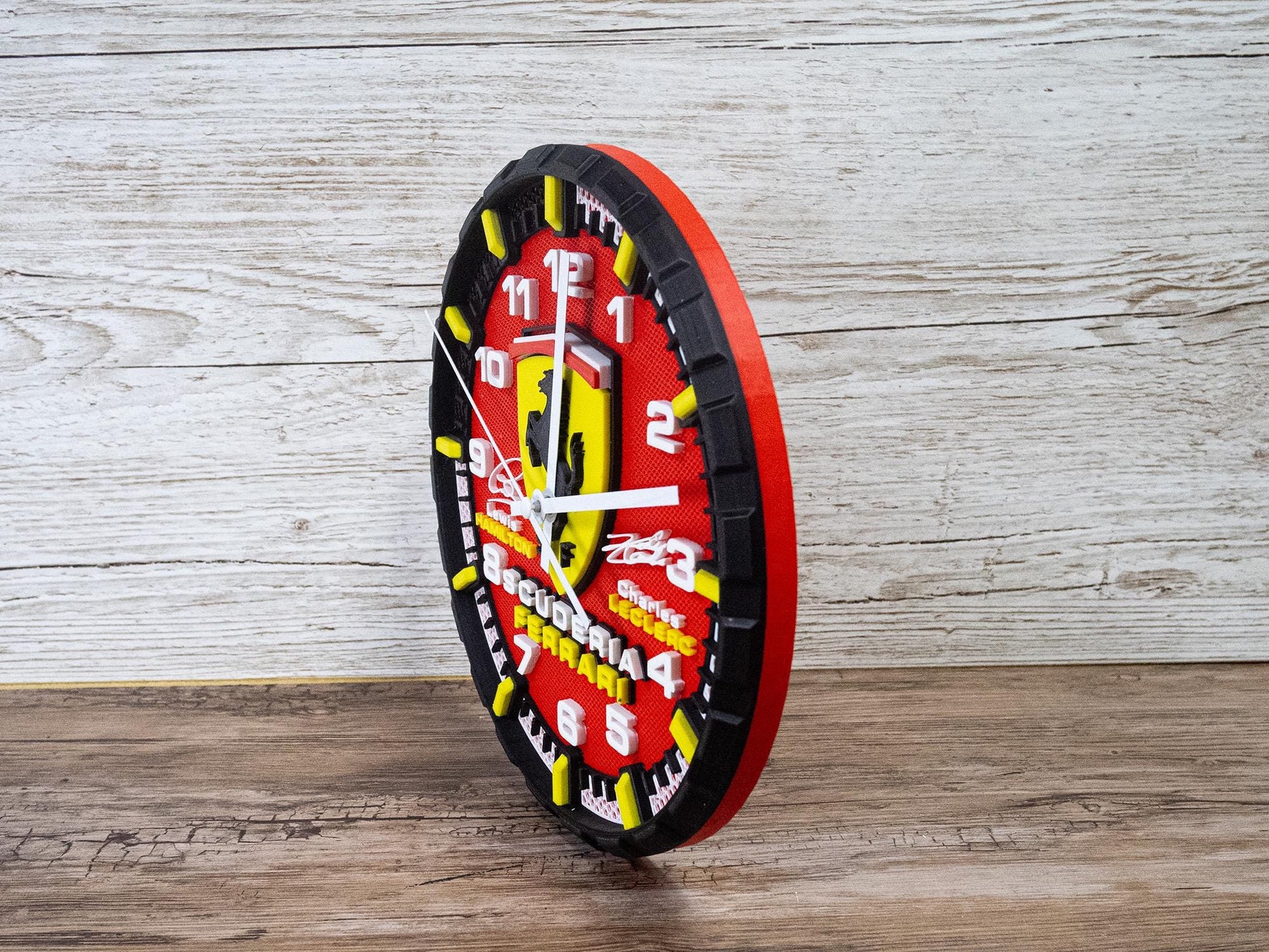 Hamilton and Leclerc Ferrari Racing Clock - Wall Art - Formula 1 Gift