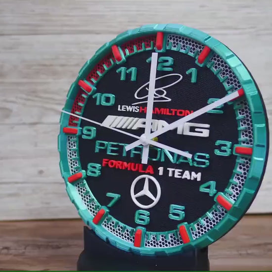 Lewis Hamilton Racing Clock - Petronas Team - Mercedes AMG Wall Art - Formula 1 Gift