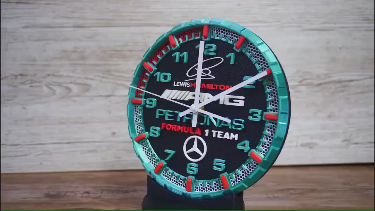 Lewis Hamilton Racing Clock - Petronas Team - Mercedes AMG Wall Art - Formula 1 Gift